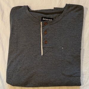 Betabrand Men's Charcoal Long Sleeve Henley